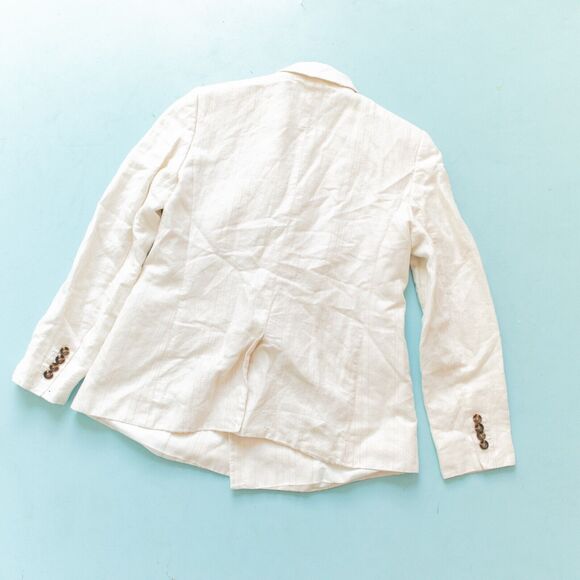 Ann Taylor Off White The Striped Double Breasted Blazer in Linen Cotton Size 6 - Picture 8 of 8